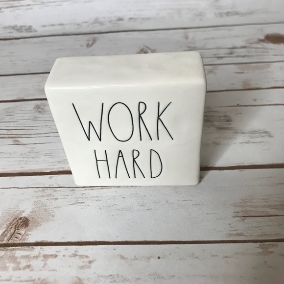 Rae Dunn Double Sided BE BRAVE WORK HARD Plaque - Picture 4 of 6